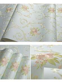 1m Self-Adhesive Wallpaper, Warm Girl's Bedroom Style, 3D Embossed Thick Non-Woven Fabric Wallpaper, Bedroom Living Room TV Background Wall Sticker - Baby Pink - View 7