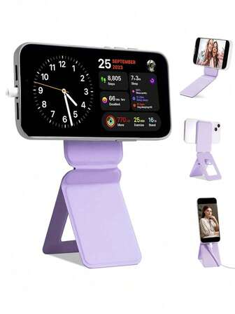 1/2 piezas Adecuado para soporte de teléfono móvil Magsafe, soporte plegable magnético invisible para teléfono móvil, soporte magnético plegable multifuncional universal, adecuado para selfies perezosas en vivo