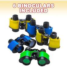 Binoculares para nios con cuerda para el cuello u2013 Juego de 6 binoculares de juguete de colores surtidos para nios para observacin de pjaros y camping, recuerdo de para, selva, explorador, zoolgico temtica de cumpleaos - inicial - Ver 3