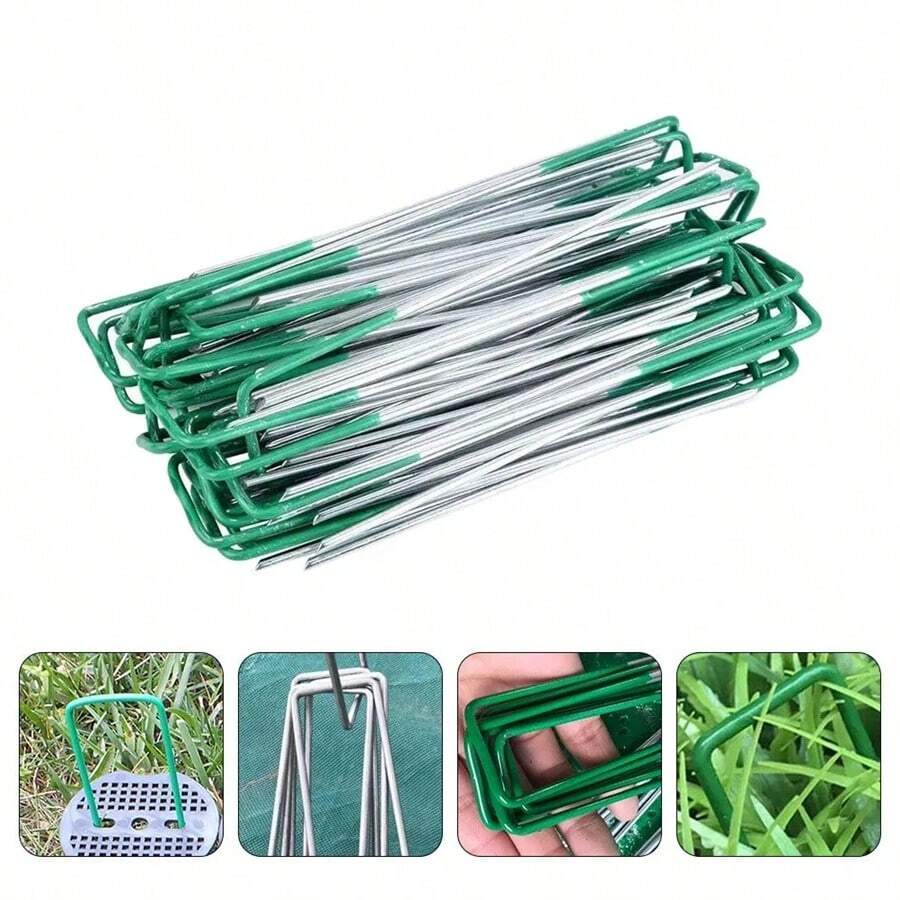 10pcs/20pcs Stainless Steel U-Shaped Garden Pegs, Designed For Reusable, Smooth Surface And Corrosion Resistant, Easy To Use, Suitable For Setting Up Camping Tents, Improving Yard Lawns And Meeting Various Site Requirements. These Pegs Can Also Be Used For Gardening Weeding And Landscaping. - Multicolor - View 1