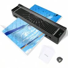 La mquina laminadora de 9 pulgadas incluye 10 piezas, lminas laminadas con esquinas redondas, calentamiento rpido, para maestros, oficina en casa, mquina de laminacin porttil - Negro - Ver 2