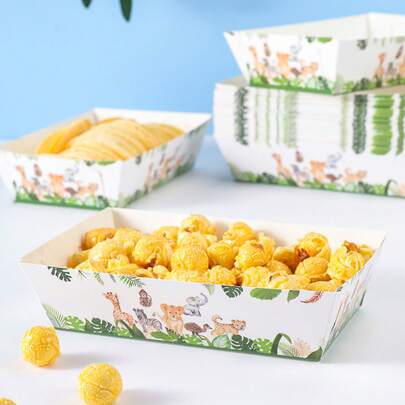 10/24pcs Zebra Animal Party Food Boxes, Fries Boxes, Popcorn Boxes, Popcorn Boxes, Birthday Party Decorations And Home Movie Night Snack Boxes, Suitable For Lunch Box, Bakery Bread, Burger Restaurant