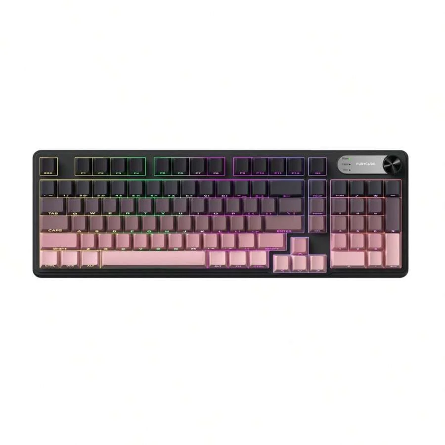 FURYCUBE IP98 RGB Wired Membrane Gaming And Office Keyboard, Waterproof - 黑粉 - 查看 1