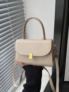 Bolsa de ombro pequena retrô feminina, nova bolsa transversal quadrada minimalista e elegante. - Branco - Ver 2