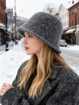 1顶女士多色加厚保暖防风纯羊毛渔夫帽，韩版时尚百搭日常佩戴，滑雪护耳渔夫帽，可调节