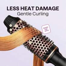 Rolling Curling Comb Hair Curler Straightener,Professional Curling Iron Heated Hair Styling Brush Anti-Scald Thermal Brush Curl Wand,1.5 Inch Ionic Thermal Round Brush Makes Hair Smoother Get Natural Curls, Easy To Use - Black - View 6