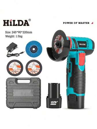 Amoladora angular mini de 12V, pulidora eléctrica, herramienta eléctrica inalámbrica de batería de litio, portátil y manual, adecuada para pulido y trabajo de molienda eficiente; primera opción multifuncional DIY para trabajos en el hogar, un buen regalo para hombres