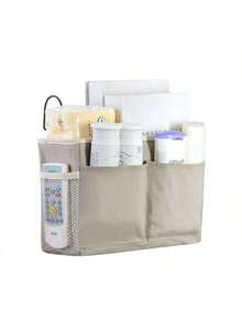 Bedside Hanging Storage Caddy, Dorm Bed Organiser With Hooks For Books, Remote Controls & Small Bedroom Essentials - White - View 14