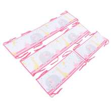 Acolchado para los lados de la cuna, forro de cuna respetuoso con la piel con estampado lindo de tiras sólidas para niños para el hogar - Rosa - Ver 8