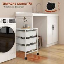 HOMCOM - Serving Trolley With 3 Shelves And Handles, Ideal For Kitchen And Living Room, 40.8 X 33.5 X 60.5 Cm, White - White - View 5
