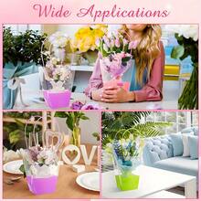 10个装马卡龙梯形透明礼品袋，可用于插花、制作花束，防水手提花袋，花束袋/手提袋，适用于情人节、周年纪念日、生日、母亲节等场合的花卉艺术。 - 彩色 - 查看 3