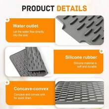 Alfombrilla de Silicona para Secar Cubiertos, Alfombrilla Antideslizante para el Desage del Fregadero de la Cocina, Alfombrilla Impermeable para Secar Resistente al Calor Blanquecino, 40x 33.5 - Blanquecino + 40 x 33.5 cm - Ver 5