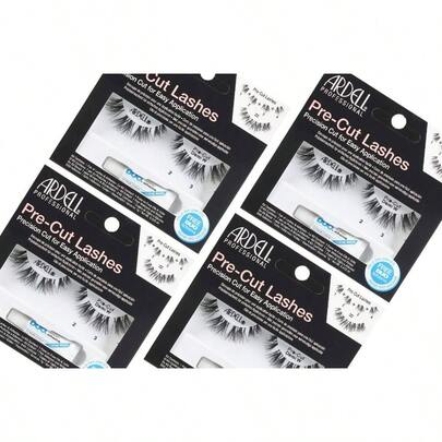 Pestaas Falsas Precortadas Demi Wispies con adhesivo DUO, 4 paquetes 1 Par Paquete de 4 Negro