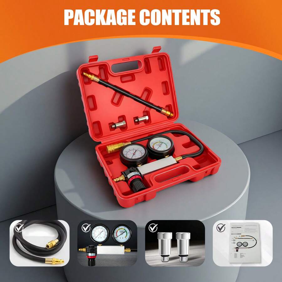 UK Petrol Engine Cylinder Leak Down Tester Compression Leakage Detector Kit Set - Rose Red - View 1