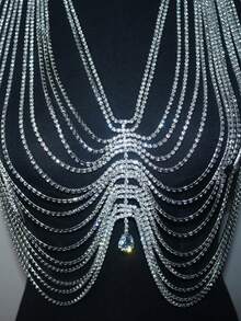 Crystal Tassel Pendant Women's Necklace Chain Bra Luxury Rhinestone Bra Chest Chain Bikini Jewelry