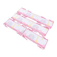 Acolchado para los lados de la cuna, forro de cuna respetuoso con la piel con estampado lindo de tiras sólidas para niños para el hogar - Rosa - Ver 4