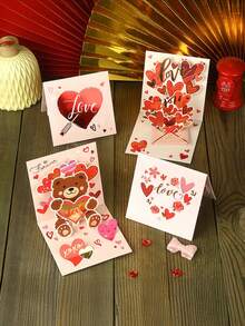1pc Valentine'S Day Pop-Up Heart Card, 3d Heart-Shaped Gold Foil Card, Valentine'S Day Gift, Pink And Red Card, A Romantic Keepsake For Your Girlfriend Or Lover, Suitable For Friendship, Love, And Family