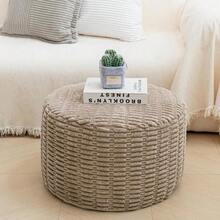 Plush Furry Pouf Ottoman Footrest-Soft Foam-Filled Floor Pouf Cushion 51x31cm - Cozy Lounge Accent For Your Couch Sofa Living Room Bedroom (Light Coffee) - Cà phê LightCoffee - Xem 7