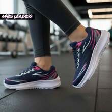 Women's Training Sneakers For Gym, Sports, Casual, Comfortable, Stitched And Durable. - Xanh nước biển/Hồng - Xem 1
