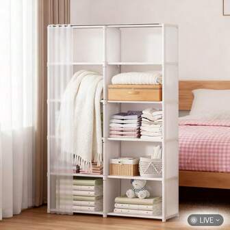 Narrow Bookshelf Storage Rack, Freestanding Multi-Tier Shelf Unit For Living Room, Home Storage Cabinet