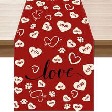 Roter Herz Valentinstag Tischläufer, geeignet für Jahrestag, Hochzeit, Feiertage, Küche, Esszimmer Dekoration, Innen-/Außenbereich Heimdekoration, 13x35/13x47/13x72/13x90/13x108 Zoll - Liebe 4 - Übersicht 3