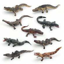 逼真的野生爬行动物鳄鱼模型，用于识别鳄鱼、短吻鳄、尼罗鳄、咸水鳄的教育玩具，展示模型 - 彩色 - 查看 2