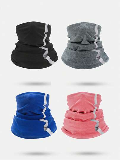 1pc Kids Outdoor Windproof Warm Fleece Face Mask With Reflective Strips, Suitable For Sports, Cycling In Autumn/Winter