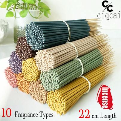 Bộ 10 hương nhang thủ công chất lượng cao, nhang que tre dài 22cm, gồm các mùi hương tự nhiên như đào, dưa lưới, lê, chanh dây, mâm xôi đen, gỗ đàn hương, xô thơm, cà phê, khuynh diệp và hoa oải hương, hương thơm lâu dài và tinh tế, thích hợp cho yoga, thiền định, thanh lọc không khí, đi bộ đường dài và sử dụng tại nhà
