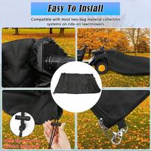 Sac à feuilles imperméable en tissu Oxford - Ramasseur de feuilles avec fermeture éclair et cordon de serrage en filet pour tracteurs et tondeuses à gazon - Noir - Voir 5