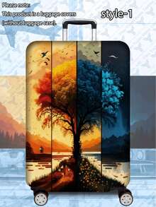 1pc 300g/M² Printed Travel/Business Series Cover Is Perfect For Business Trips, Summer Vacations, Returning To School, And Checked Baggage. Made Of Scratch-Resistant Polyester, It's Unisex, A Great Value Travel Accessory, Easy To Hand Wash, And Can Be Easily Cleaned. An Essential Accessory For Outdoor Vacations And Travel (Suitable For 20-28 Inch Suitcases). - Multicolor - View 29