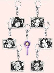 1PC Acrylic KATSEYE Keychain,Black And White Anime Backpack Charm,Car Keys, Bag AccessoriesKpop Fans Merch Goods, 2D Acrylic Bag Charm, Concert Fangoods, Christmas Gifts, Collectibles,The Best Gift For Fans - Multicolor - View 16