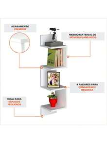 Prateleira De Parede Suspensa  Nicho De Canto Flutuante Cozi Branco - Branco - Visão 7