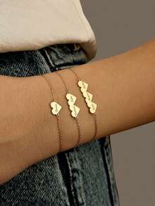 An Exquisite Laser Engraved Stainless Steel Custom Bracelet, Personalized And Unique Ideal Gift For Girlfriends, Mothers, Family And Friends,Jewelry & Watches,Season Picks,Elegant Outfit - Yellow Gold - View 9