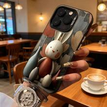 Funda de Teléfono Transparente con Diseño de Conejo y Jarrones para iPhone 14 15 Pro Max y  Galaxy S23 S24, Opción de Regalo Ideal para Todas las Temporadas - Plateado - Ver 3