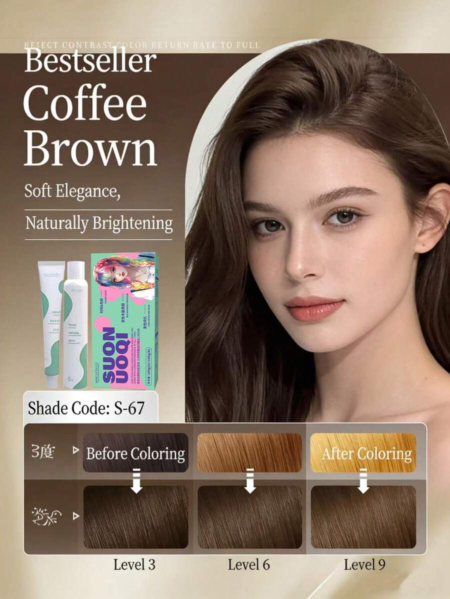 专业永久性覆盆子红染发剂套装 – 持久亮丽的沙龙级染发效果，男女皆宜，100% 遮盖白发，防褪色配方，居家轻松使用（色号：S-45，2 支装）“畅销款 自然黑 奶茶棕 咖啡棕 粉棕