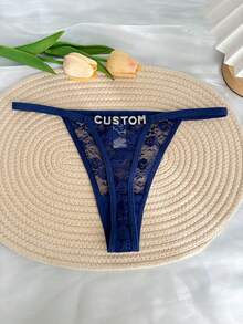 1 Stück personalisierte Kristall-Buchstaben-Dekor-Spitze sexy Tanga-Höschen, bequeme minimalistische G-String-Höschen, Geschenk für Freunde, Paare, Freundinnen zum Valentinstag, Weihnachten, Halloween, Thanksgiving, Geburtstag, Jahrestag, personalisiertes Geschenk, Geschenk für sie - Verschiedenfarbig - Übersicht 8