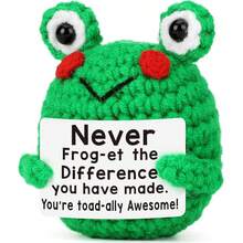 1pc Crocheting Frog Plush Toys-Lovely Handmade Green Frog Stuffed Animals, Soft Plush Gifts, Birthday/Encouragement/Graduation Gifts For Children, Friends And Colleagues, Lovely Home And Office Decorations. - Multicolor - View 4