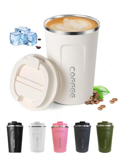 510 ml vakuumisolerad resemugg, slitstarkt dubbelväggigt rostfritt stål, spillsäkert lock, återanvändbar, bärbar och minimalistisk, håller kaffe/te/öl varmt/kallt, julklapp, premium lattekopp, lämplig för kontor, hem, gym och bil