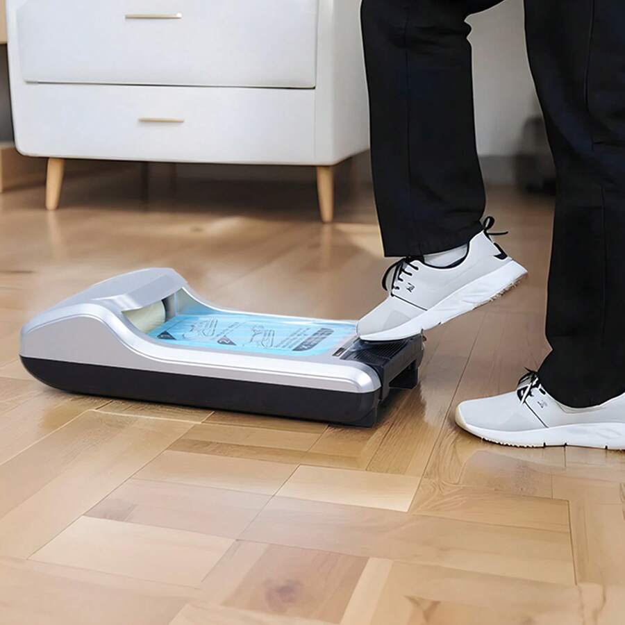 Máquina dispensadora automática de cubrezapatos desechable, compatible con tallas hasta 11 de EE. UU. - Plateado - Ver 1