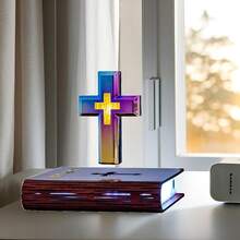 Jesus Night Light, Magnetic Levitation Jesus Cross Lamp, Bible Verse Night Light, Glowing Cross Religious Gift, Lord's Desk Lamp, Bookshelf Cross Decoration, RGB Lamp Base, Religious Gift For Men And Women, Christian Collectible Decoration For Home & Office - Starry - View 11