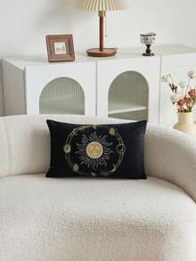 1件3D刺绣天鹅绒斋月装饰抱枕套，适用于客厅、卧室、派对、沙发等各种环境 - 彩色 - 查看 14