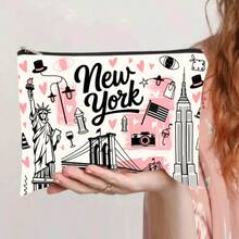 1 pièce Sac cosmétique Bonjour Paris Tour Eiffel Floral - Pochette de maquillage légère avec fermeture éclair sécurisée, sac de toilette de voyage pour femmes, design de style parisien compact, parfait pour les produits de beauté essentiels, sac de toilette, sac de douche, grande capacité pour les femmes, sacs de rangement de voyage, sac de maquillage de vacances essentiels