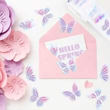 500pcs/Roll Butterfly Doodle Stickers, Holographic Stickers For Holiday Gift Wrapping, DIY Scrapbooking, Christmas Party, Wedding, Birthday Gift Box Decoration, Home Decor Self-Adhesive Stickers - Multicolor - View 4