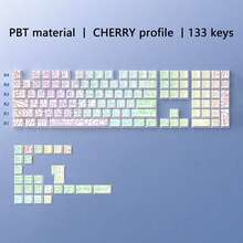 Juego de 133 teclas PBT - Perfil OEM, impresión lateral retroiluminada, compatible con teclados mecánicos MX (uso para juegos y oficina, solo teclas) - líneas de contorno - Ver 20