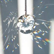 Pandantiv rotund din cristal cu lumină și umbră, decor simplu pentru casă, ornament suspendat pentru fereastră, pandantiv romantic curcubeu, captator de soare - clar - Vizualizare 6