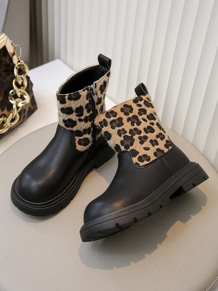 1 Pair Unisex Kids Cute Fashion Boots, PU Warm School & Outdoor Anti-Slip Boots, Casual Boots For Toddlers, All Season Single Boot