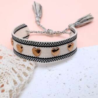 1 pieza Pulsera bohemia con remache en forma de corazón