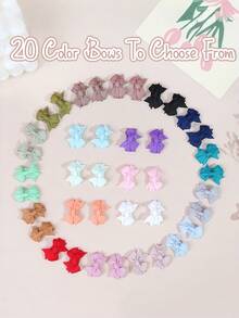 40个1.4英寸可爱迷你时尚蝴蝶结发夹，缎带蝴蝶结发夹，适合女婴