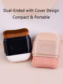 New 2-In-1 Makeup Sponge Brush, Double-Ended Design With Cap, Concealer Brush, Foundation Brush, Cream Brush, Brightening, Facial Makeup Brush, Beauty Tools, For Foundation, BB Cream, Sunscreen,Giveaways - Multicolor - View 1