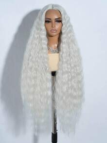 42 Inch Long Wavy Synthetic Lace Front Wigs With Baby Hair Blonde And Orange 13*6*1 T-Part Lace Wig Half Hand Tied 130% Density Wigs For Women Cosplay Party Use - Multicolor - View 9